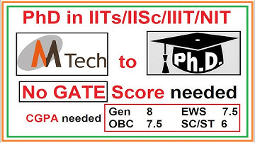 MTech to PhD without GATE | PhD in IITs IISc IIIT NIT | CGPA needed | No GATE Score required