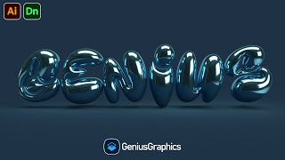 How to Create Bubble text in Adobe Illustrator and Add Materials and Render it in Adobe Dimension