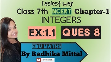 Ques-8 -Ex:1.1 - Chapter 1| INTEGERS| NCERT Class 7th Maths solutions| SSC| CBSE| Easy way||