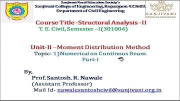 2) Numerical first on Analysis of Continuous Beam by Moment Distribution Method(Part-I Video)
