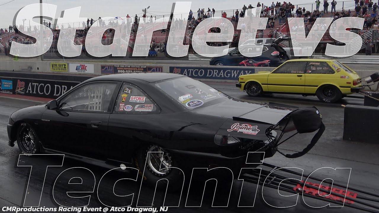 Starler Racing Toyota Starlet race Mitsubishi technica at Spring National Atco dragway ...