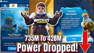 Whiteout Survival No State Transferred My Power Dropped 735M To 428M