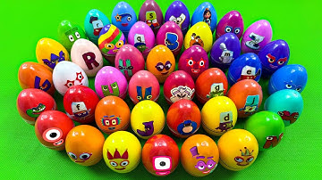 Rainbow Slime EGGS 🌈 Find Numberblocks, Alphablocks in Mini Eggs, Slime & Clay Mixing Colors! ASMR