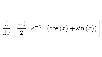 Derivative of (-1/2)(e^-x)(cos(x) + sin(x))