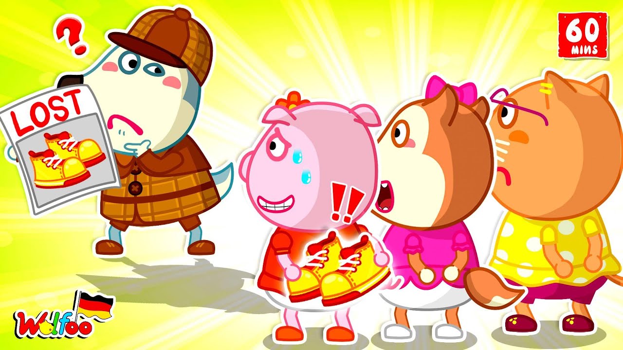 Wolfoo Geschichte 🐺 Detektiv Wolfoo 🕵️‍♂️ Der Fall der verschwundenen Schuhe! - Videos für Kinder