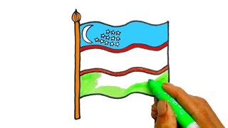 bayroq rasmini chizish |как нарисовать флаг Узбекистан |How to draw National Flag of Uzbekistan