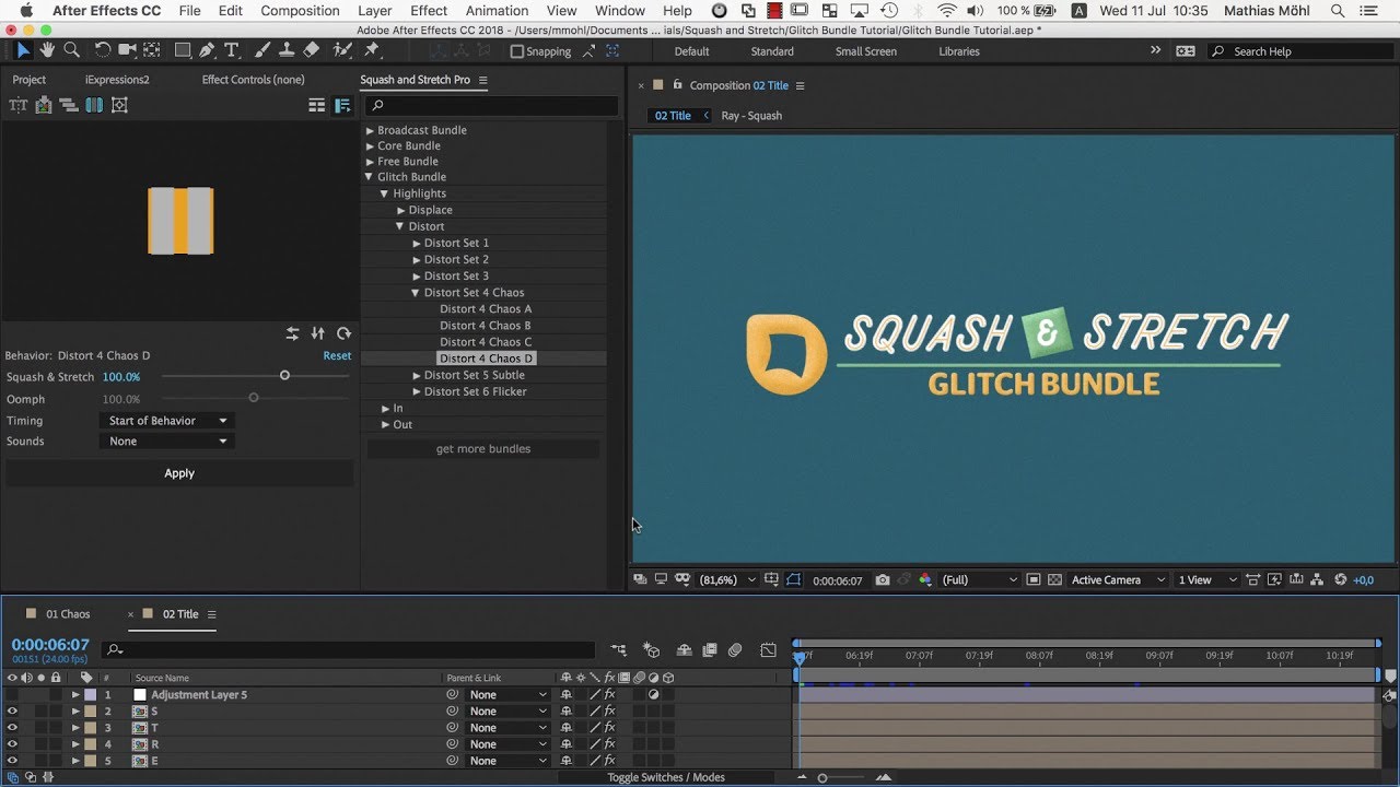 Tutorial Using the Squash & Stretch Glitch Bundle in After Effects