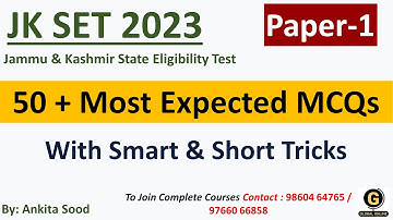 Important MCQs for JK SET Paper 1 2023 | Jammu Kashmir SET Paper 1 Full Syllabus Mock Test |