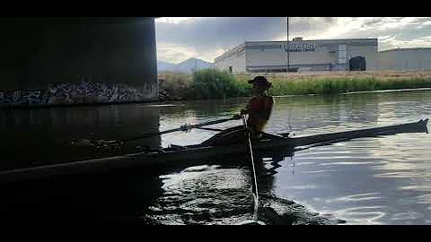 Olympian Kathleen Noble rows on the Jordan River i...