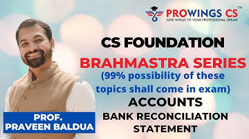 CS Foundation Accounts - Bank Reconciliation Statement Revision by Prof. Praveen Baldua Sir