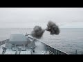 Артиллерийские стрельбы фрегата «Адмирал Горшков» в рамках учения в Баренцевом море
