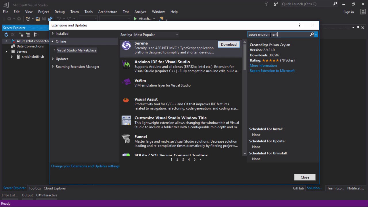 Azure Environment Selector Visual Studio Extension - YouTube
