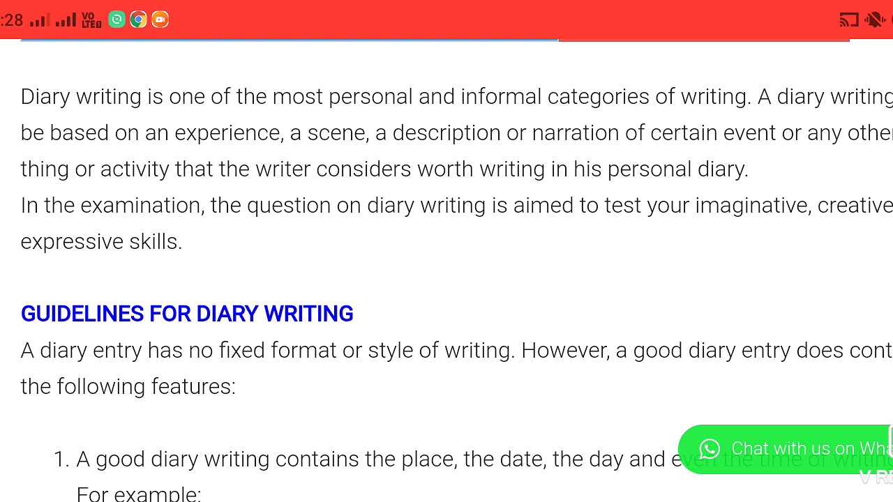 Diary Writing,( class 8th) YouTube