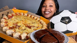 Let’s Eat Debonairs’ NEW Soccer Ball Pizza Box+ Death by Chocolate Cake!🍕⚽🍫|South African Mukbang🇿🇦  screenshot 5