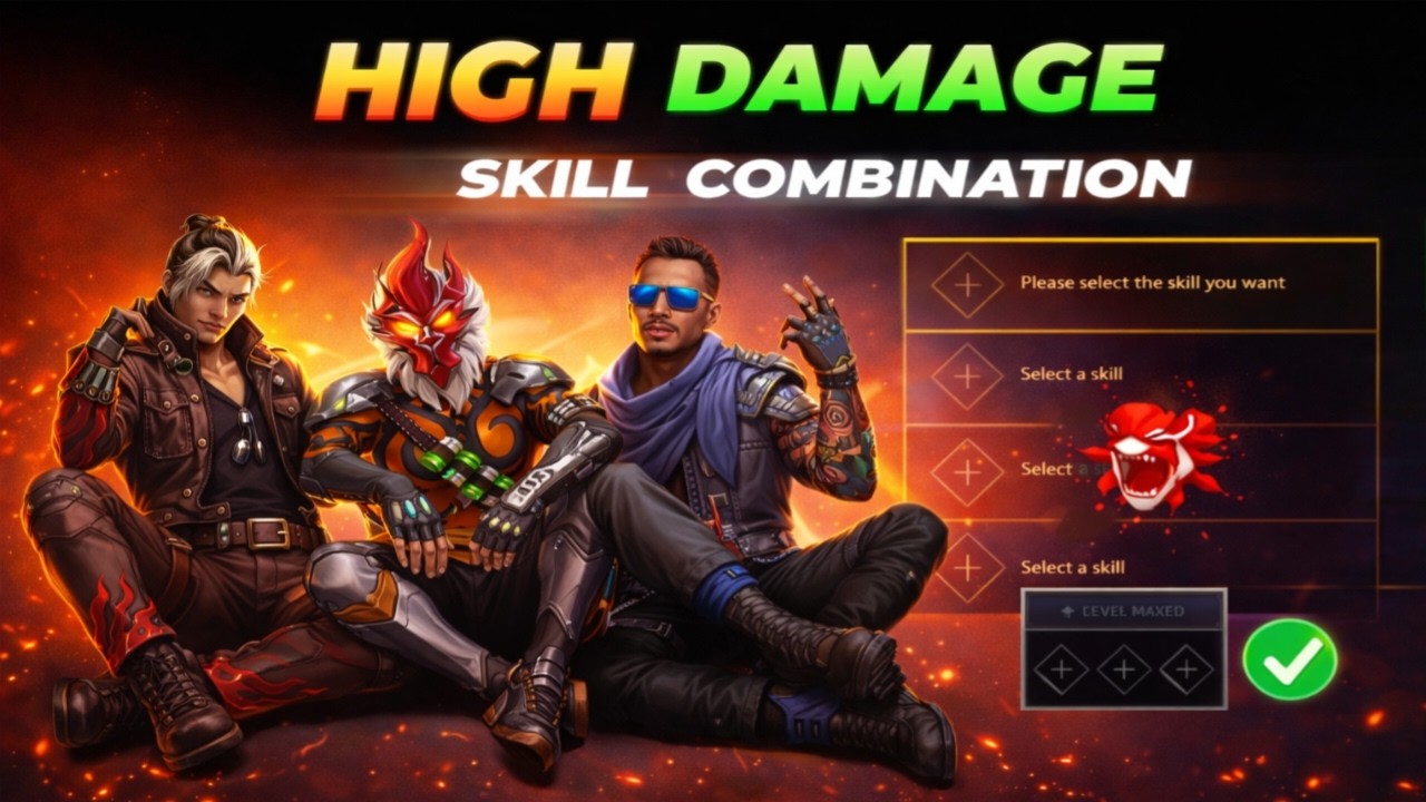 HIGH DAMAGE BEST COMBINATION 2026 | Best Character Skill for BR rank ...