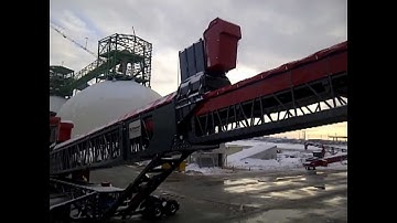 Mobile Shiploading system loading Fertiliser to Vessels from a Warehouse