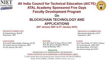 AICTE Atal Academy sponsored FDP on Blockchain Technology & Applications