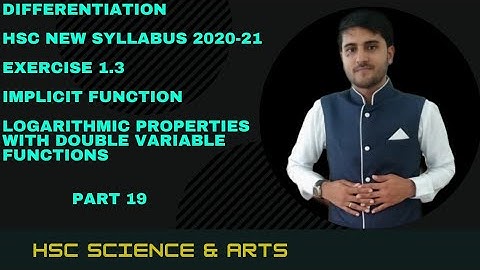 Differentiation Class 12 Part 19 Exercise 1.3 | Logarithmic properties | M.H Board | Shadab Khan
