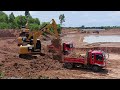 สามเสือ ถล่มอ่างเก็บน้ำ CAT 313D2 GC ทีมงาน มงคลฟาร์ม จัดเต็มกล่อง excavator and truck EP.8522