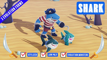 www.Meshtint.com | Shark Baby Pirate Evolution Pack Cute Series | Unity Game Engine
