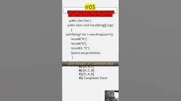 Quiz 05 #crackjavainterview #LearnJava #java #quiz #interview #coding #spring #tricks  #programming