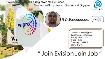 B D Maheshbabu | Amabajipeta | Salary 3 LPA | Selected in " WIPRO ", as Information Security Analyst