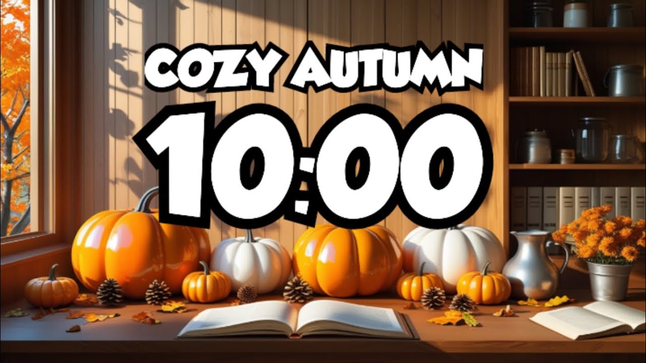 10-минутный уютный осенний таймер-тыква – расслабляющая тень листьев и тёплая осенняя атмосфера