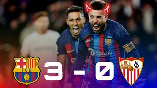 ملخص مباراة برشلونة ضد إشبيلية 3-0 ● برشلونة يوسع فارق الصدارة ب 8 نقاط بينه وبين ريال مدريد . 