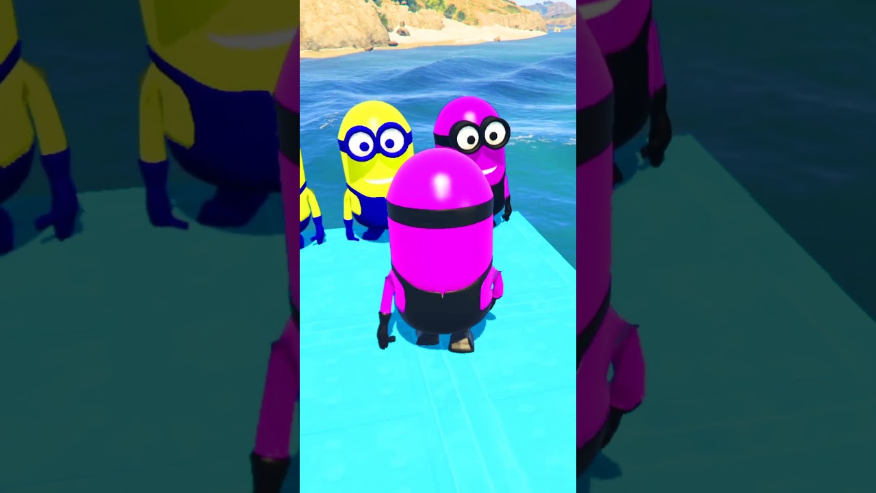 GTA 5 Epic Water Ragdolls | PINK Minion vs PINK Minions jumps\fails EP.450 