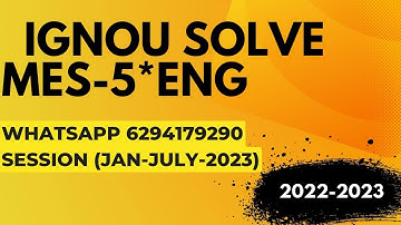 mes-5 solved assignment 2022-23 / mes-5solved assignment 2023 in english/ ignou mes-5