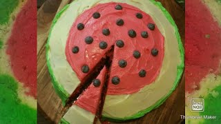 Jinsi ya kupika cake design ya tikitimaji /how make water melon cake