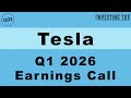 Tesla Q1 2026 Earnings Call | Revenue Hits $26.8B As Next-Gen Platform Production Begins.
