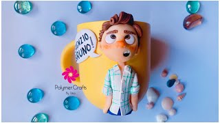 Eng. subs! Polymer clay Luca (Silenzio Bruno) on a mug tutorial - ماج بالصلصال الحراري بشكل لوكا