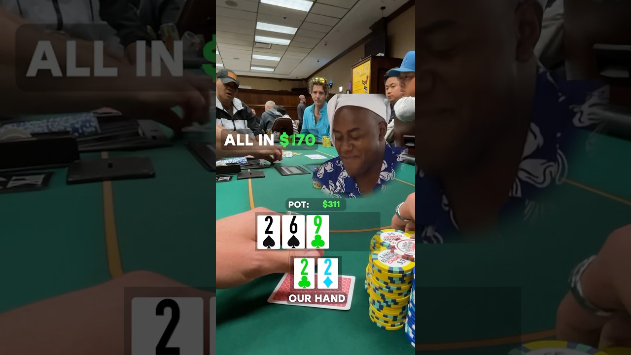 We have bottom set and 2 players go ALL-IN! Snap call? #poker #casino #gamble #gambling