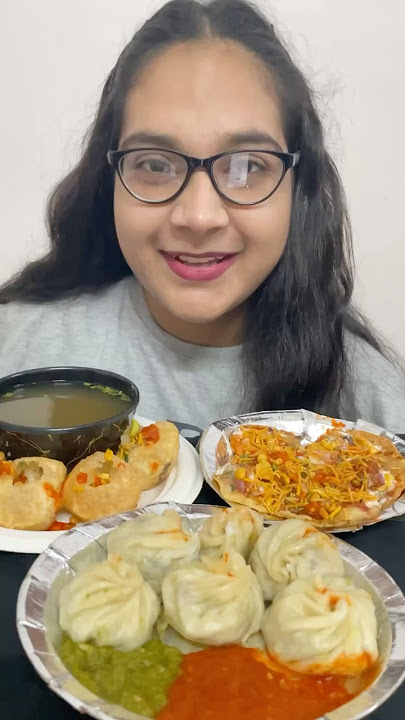 60 sec #momos #panipuri #dahipuri #challengeaccepted #food #momoschallange #panipurichallange #yt