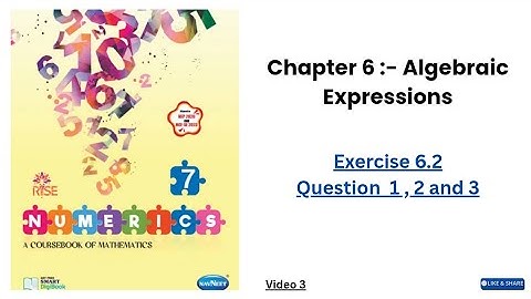 Class 7 // Chapter 6 :- Algebraic Expressions // Exercise 6.2 // Question 1 , 2 and 3