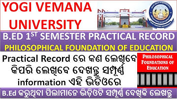 Yogi Vemana University B.Ed 1st Semester Practical Record II Philosophical Foundation of Education