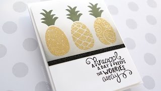 Simple Glitter Embossing Powder Card with Newton's Nook Pineapple Delight