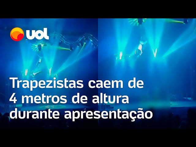 Casal de trapezistas cai 4 metros de altura durante apresentação de circo em Santa Catarina; veja