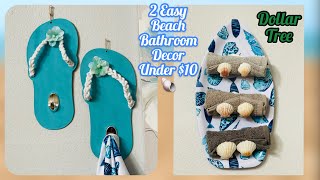 Dollar Tree beach bathroom decor diy / coastal kitchen decoration ideas / towel rack /holder 🐚