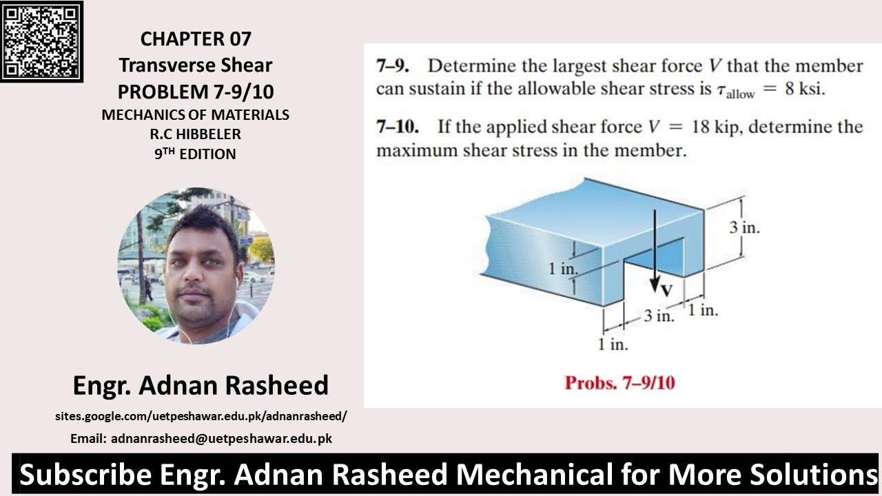 79/10 Determine largest shear force and determine max shear stress