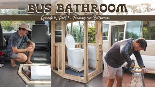 BUILDING OUR BUS BATHROOM  EP 4. Framing up our shower & sliding toilet  Toyota Coaster.