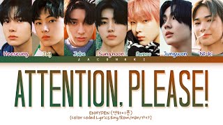 Enhypen Attention, Please! Lyrics (Color Coded Lyrics) Resimi