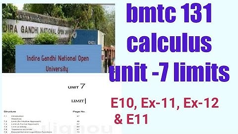(v-50) Ignou bscg mathematics bmtc -131 calculus unit -7 E10, Ex-11, Ex-12& E11