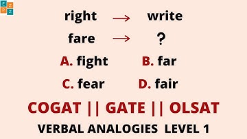 VERBAL ANALOGIES  LEVEL 1 || COGAT || GATE || OLSAT || JOB APTITUDE TEST