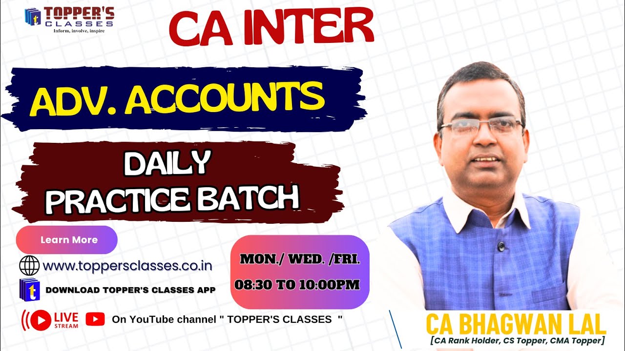 CA INTER / ADV. ACCOUNTS / DAILY PRACTICE BATCH - YouTube