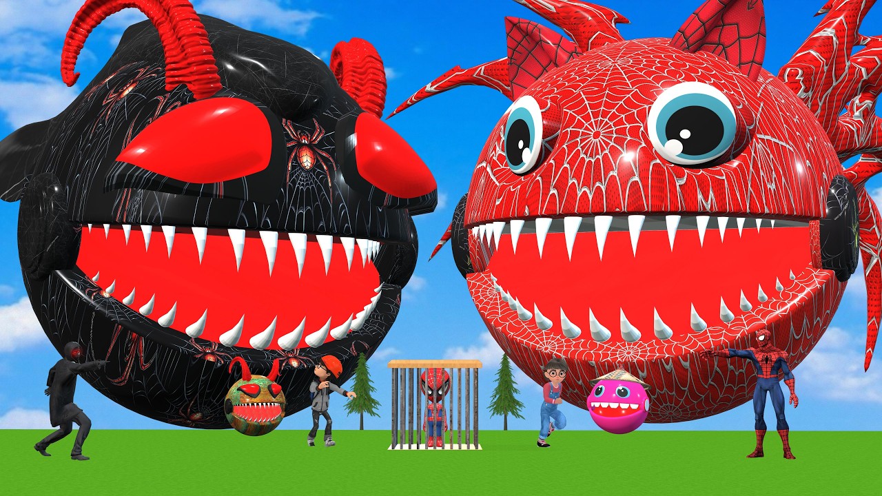 MS PACMAN & NEW RED PACMAN VS TWO YELLOW MONSTER PACMAN FIGHTING IN POKEMON #2026