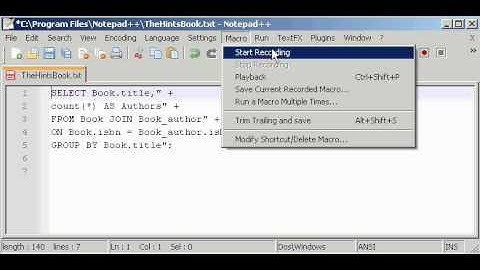 The Hints Book: Notepad++ text parsing - cleaning SQL query from Java code