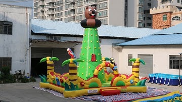 7m high jungle bear kids inflatable rock climbing wall for outdoor games