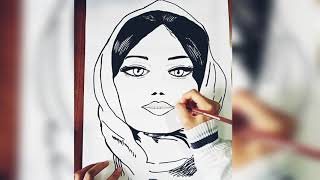 #رسم_سهل #حجاب #كيف_ارسم  رسم فتاه محجبه بطريقه سهله  How TO  Draw? / Easy drawing